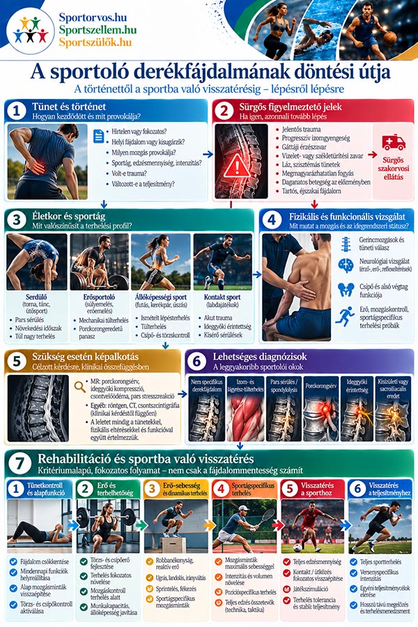 Derékfájdalom sportolóknál – okok, kivizsgálás, rehabilitáció és visszatérés a sportba